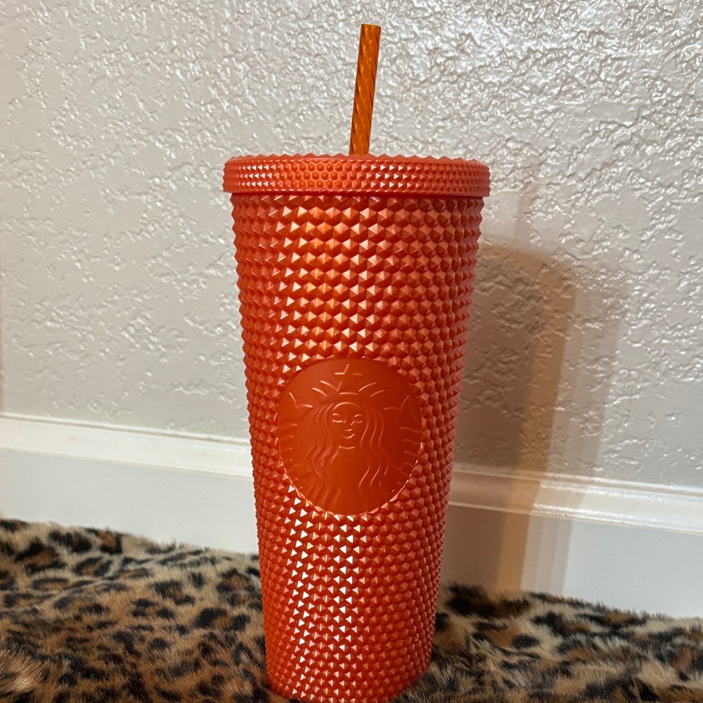 NEW 24oz Starbucks Vibrant Orange Studded Tumbler